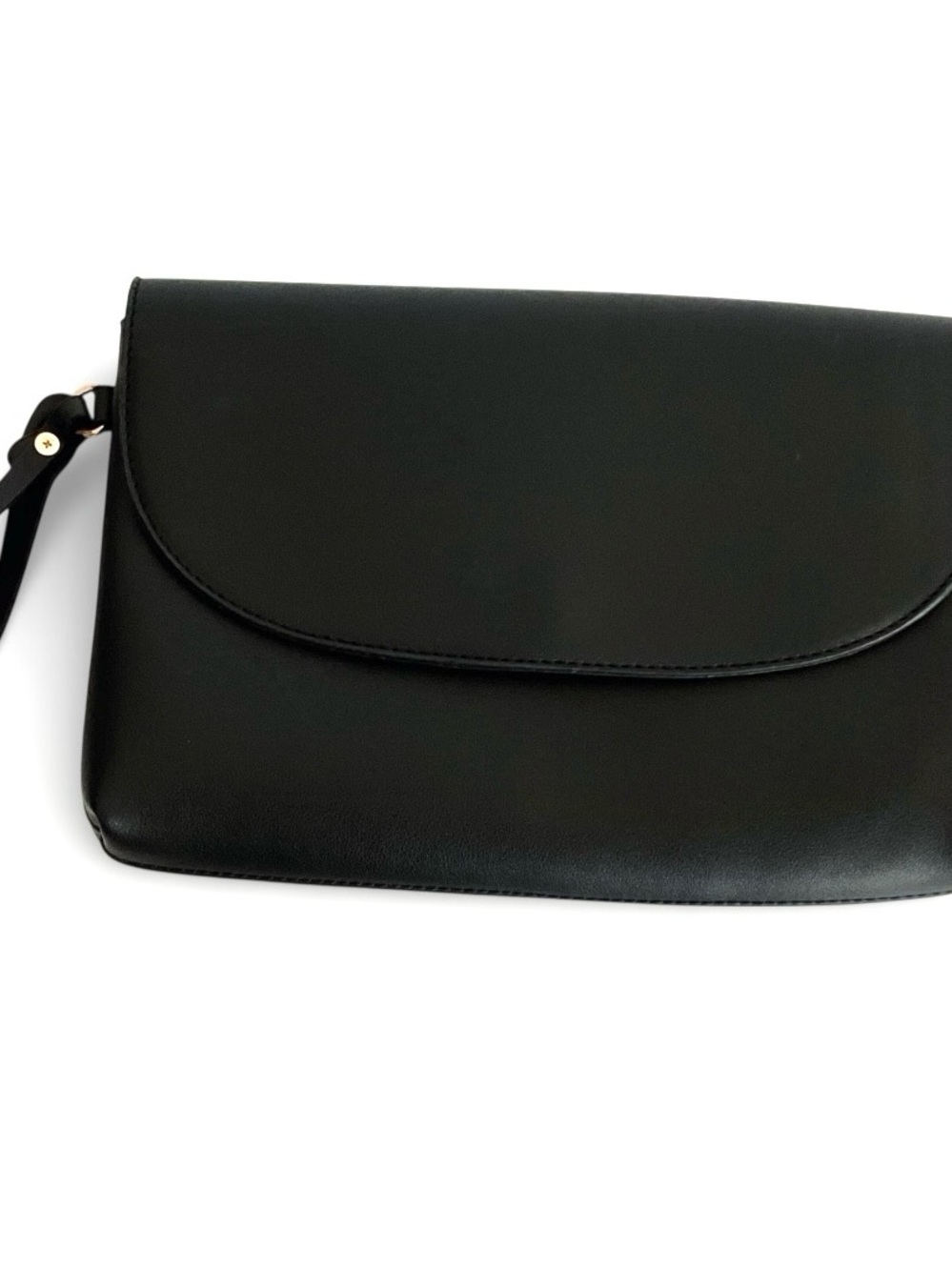 Women’s Small Black Clutch Wristlet Solid Rectangle Snap/Zip Gold Hardware